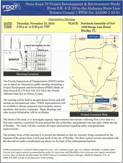 FDOT - Flyer for Project Development and Environment Study