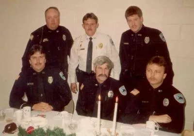 Six officers at a police celebration